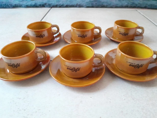 Lot De 12 Tasses à Café Arcopal - Décor Myosotis (avec Sous-tasses) - État Occasion
