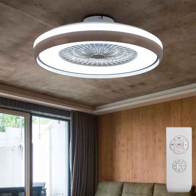 LED Ventilateur de Plafond Télécommande Plafonnier Minuteur Bas Lumière Jour Tdc