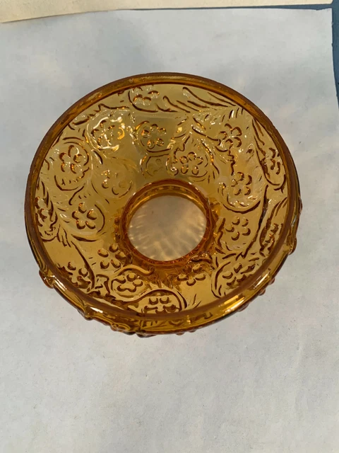 Miniature Amber Glass Floral pattern Miniature Oil Lamp Shade 4" base 3
