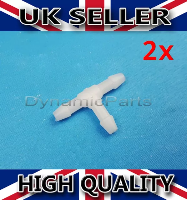 2X Plastic T Piece Connector Barbed Pipe Hose Joiner Tubing Air Fuel Water 3 Way
