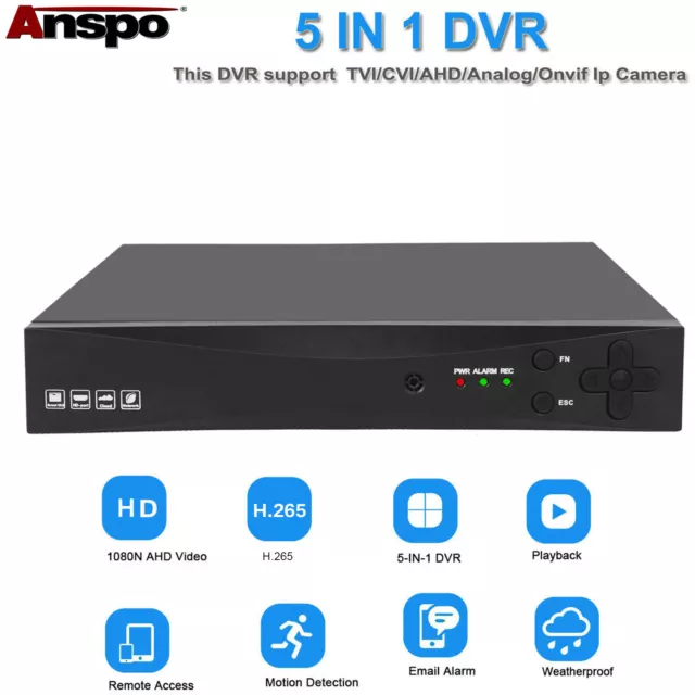 Anspo 16 Channel H.265 5MP Lite DVR HD 1080N Recorder for Security Camera System