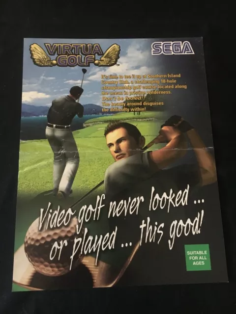 Sega Virtua Golf Video Arcade Game Flyer, 2001 NOS