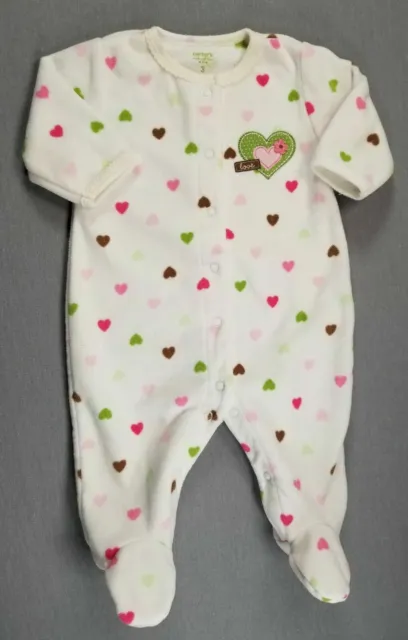 Baby Girl Clothes Carter's 3 Month Hearts Fleece Footed Sleep N Play Outfit