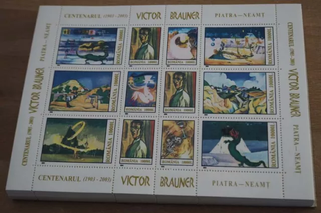 2003 Rumänien; 100 Zd-Bögen Victor Brauner, **/MNH, MiNr. 5741/50, ME 1000,-