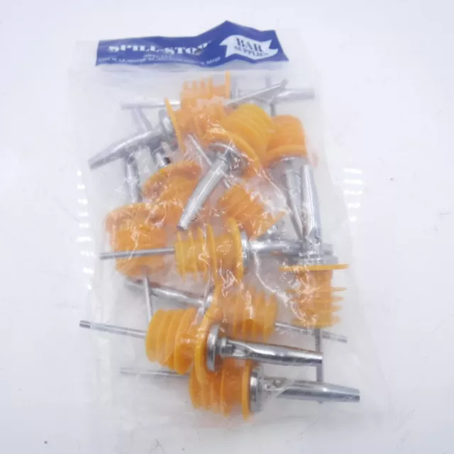 12 Pack Spill-Stop 285-60 Tapered Pourer Dispensers  Liquor Orange Poly Cork