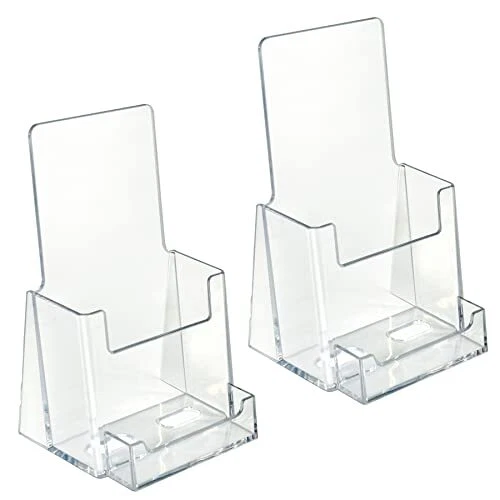 252922-2PK Counter Trifold Brochure Holder with Business Card Pocket 2-Pack C...