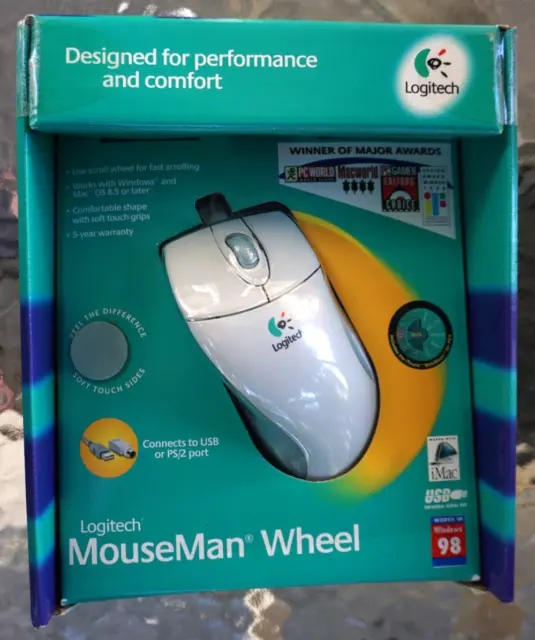 Logitech Mouseman Model 911494-0403 wheel button Mouse Windows 98 - Brand New
