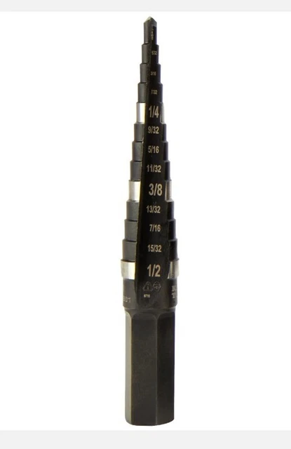 Klein Tools KTSB01 Step Drill Bit Double-Fluted #1, 1/8 to 1/2-Inch