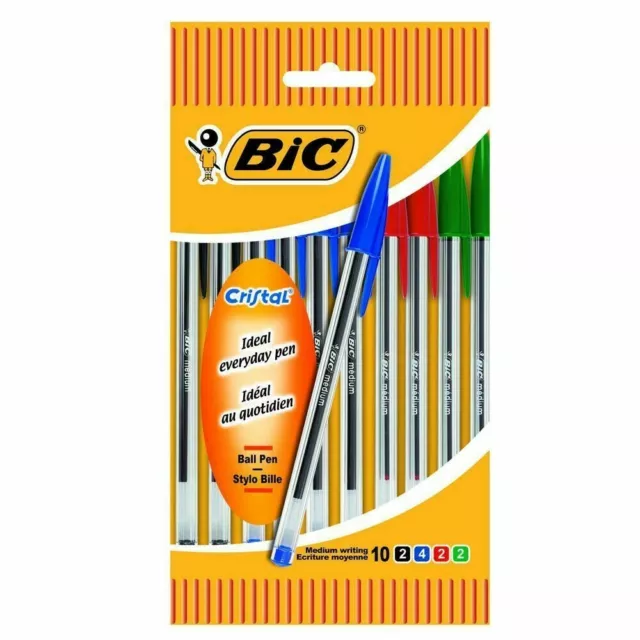 BiC Cristal Original 10 Bolígrafos tinta variados: negro, azul, rojo y verde