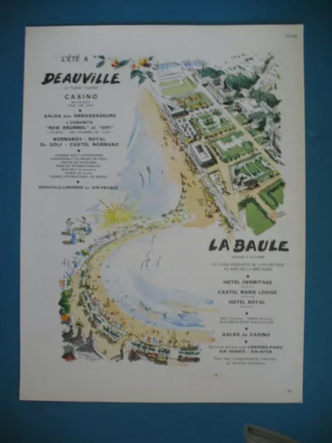 Publicite De Presse Tourisme Deauville La Baule Hotels Illustration P Pages 1964