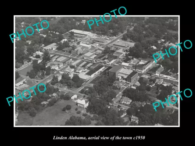 OLD 6 X 4 HISTORIC PHOTO LINDEN ALABAMA AERIAL VIEW OF THE TOWN c1950