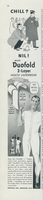 1951 Duofold Health Underwear Police Fire No Wool Itch Vintage Print Ad SP5