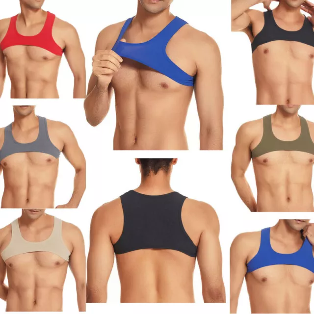 MEN'S SEXY Y Back Sleeveless Muscle Half Tank Top Vest T-Shirts Sports Tops  $6.46 - PicClick