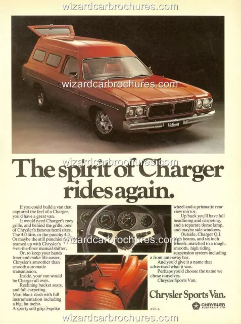 1978 Chrysler Panel Van Sports Van Mopar Valiant A3 Poster Ad Sales Brochure