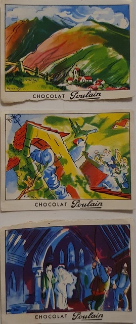 Lot de 3 images Chocolat Poulain "Les belles Chansons de France"