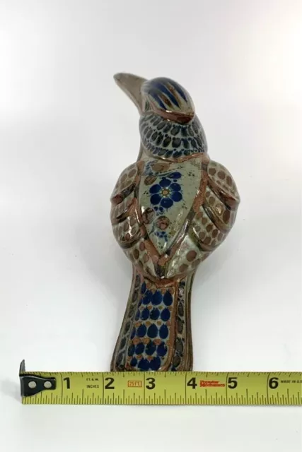 Bird Figurine Pottery Hand Painted Vintage Decor 3