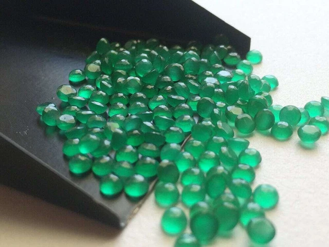 4mm Grün Onyx Facettiert Cabochons, Kalibriert Flache Rückseite Cabochons