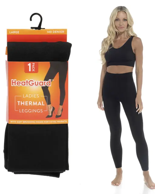 Ladies Heatguard, 140 Denier Thermal Leggings with Soft Brushing for extra  warmth, Large : : Fashion