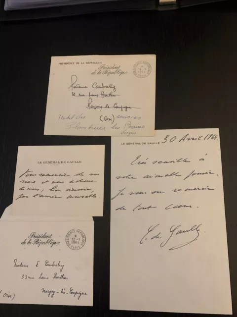 lettre autographe signée General De Gaulle 1964