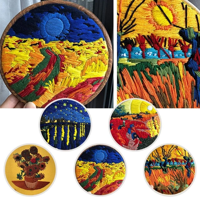 Needle Thread Flower Embroidery Needle Punch Embroidery Hoop Cross Stitch Kit