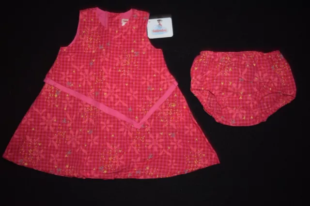 NWT Catimini Girls Dress Size 6M 6 Months Pink Summer Bloomers 2 Pc Set Outfit