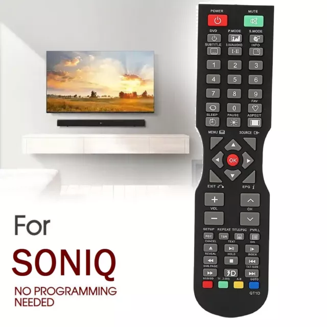 Original OEM For SONIQ TV Remote Control (QT166, QT155, QT155S) QT1D NO SETUP