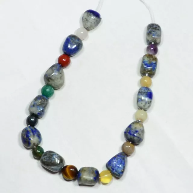 109.00 Ct Natural Lapis Lazuli tumble & mixstone ball Gemstone beads 9 inch Line