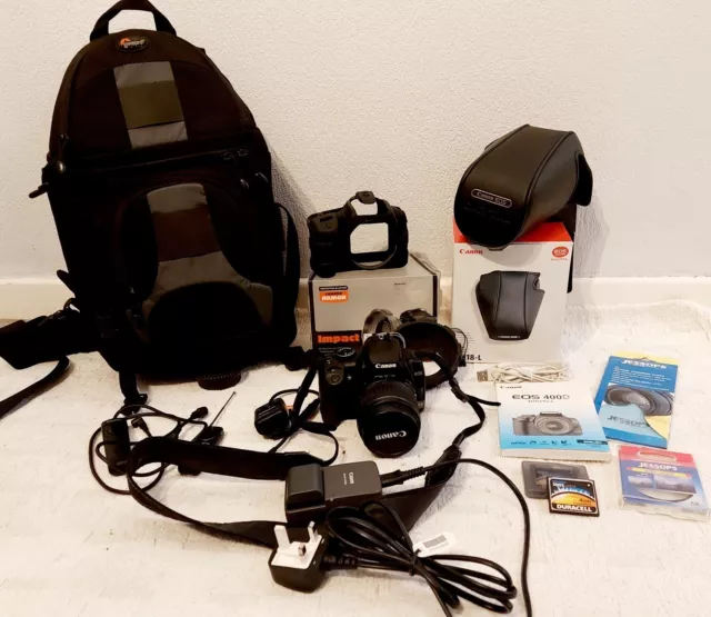 Canon EOS 400D Digital SLR Camera bundle - with LowePro bag, Case, etc