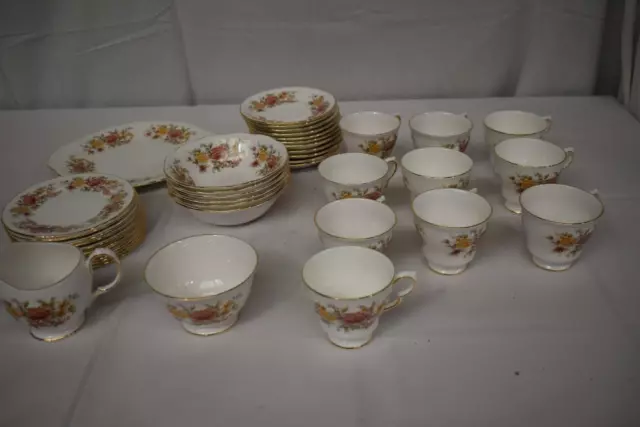 Colclough Bone China Tea Set - Cups, Saucers, Milk Jug Sugar Bowl and Plates