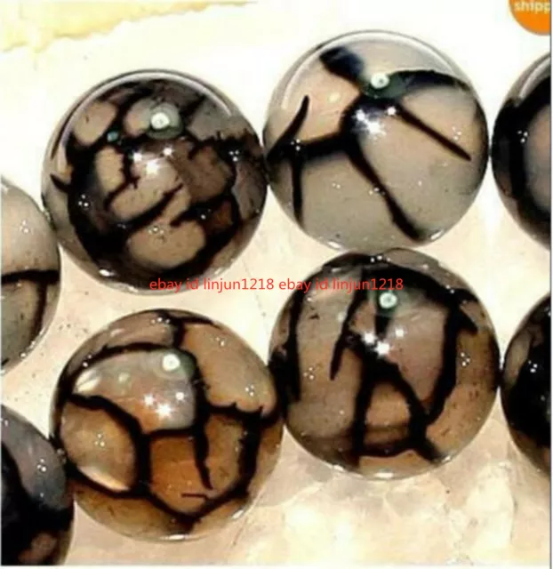 Natural 6mm Black Dragon Veins Agate Onxy Gemstone Round Loose Beads 15" Strand 2