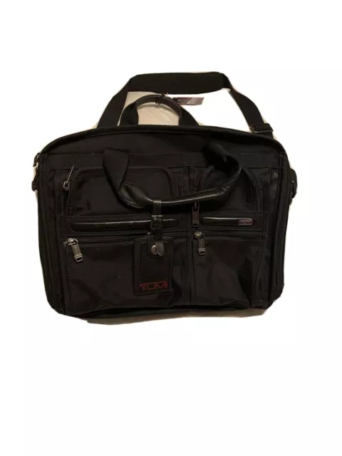Tumi T-Pass Alpha Expandable Organizer Laptop Briefcase Black Nylon Shoulder Bag