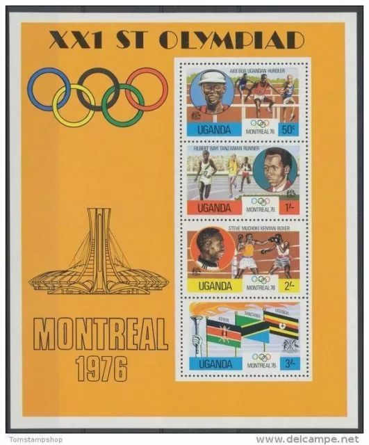 Uganda 1976 Olimpiadi Giochi Montreal Corsa Salto Ostacoli Boxe Sport Bandiere