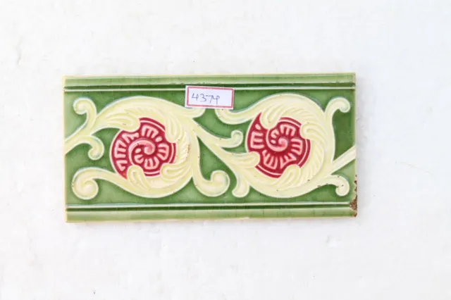 Japan antique art nouveau vintage majolica border tile c1900 Decorative NH4374 7