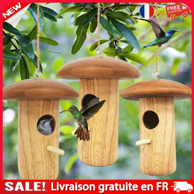 Wooden Bird Feeder Nature Ventilatio Mushroom Shaped Bird Swing for Small Bird