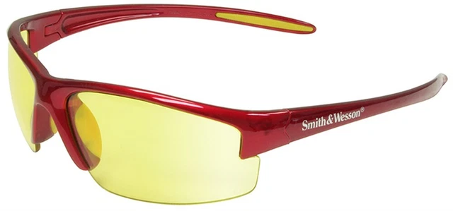 Smith and Wesson Equalizer Safety Glasses Red Frame w/ Amber Lens + Free Ship