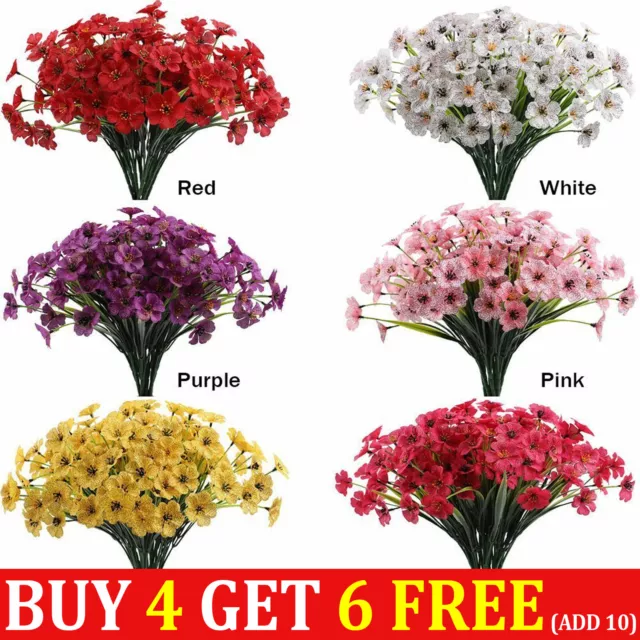 Artificial Flowers Plastic Fake Plants UV Resistant Home In/Outdoor Garden Decor