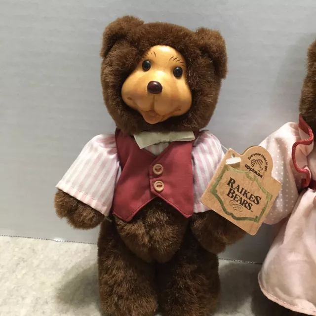 Raikes Bear "George and Gracie" Posable Wooden Plush by Applause with Tag 8" 3