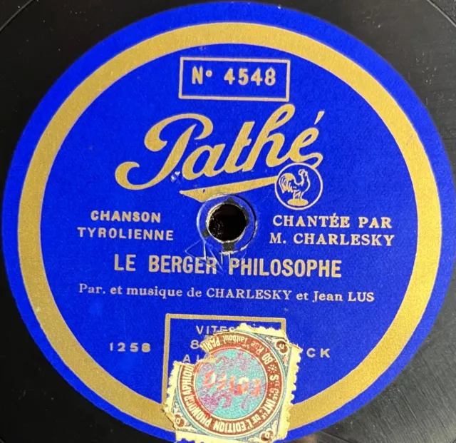 Charlesky : Le berger philosophe / Le flutiau DISQUE 78 RPM PATHÉ SAPHIR 4548