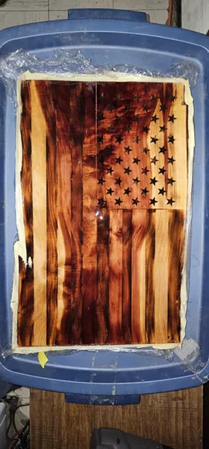 Rustic Wooden Handcrafted American Flag, Charred Patriotic Home Decorative Gift 2