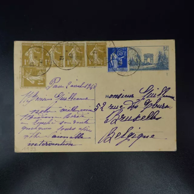 France Lettre Cover Entier Postaux 403-Cp1 Basse Pyrénées 1947 Pour La Belgique