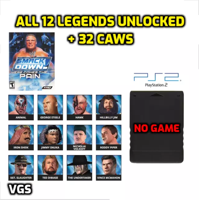 WWE Smackdown Here Comes the Pain CAWS Unlocked Memory Card PS2 WWF HCTP CAW