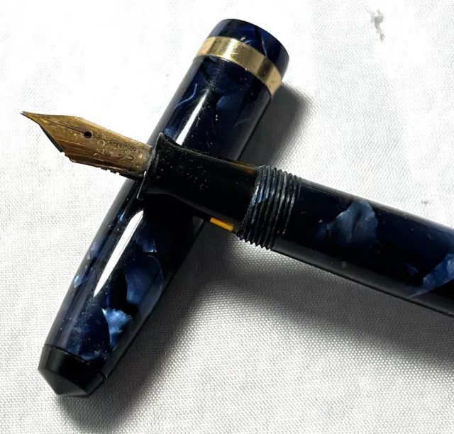 1939 Parker Challenger slender Blue marbled ink fountain pen