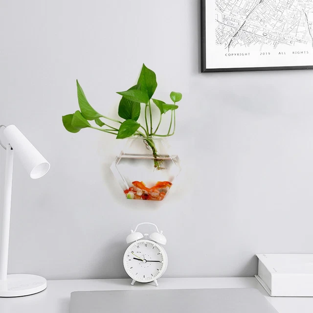 Wall Vase Flower Decorate Wall Hanging Glass Plant Terrarium Container Visible