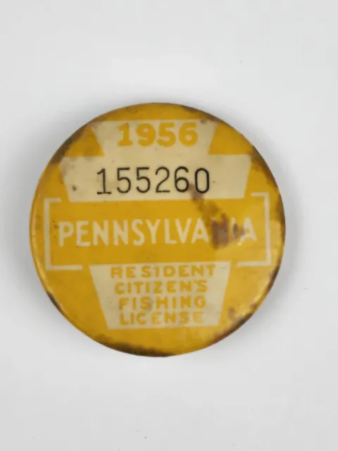 1956 PENNSYLVANIA RESIDENT Citizens Fishing License Pinback Badge 1.75  Original $22.95 - PicClick