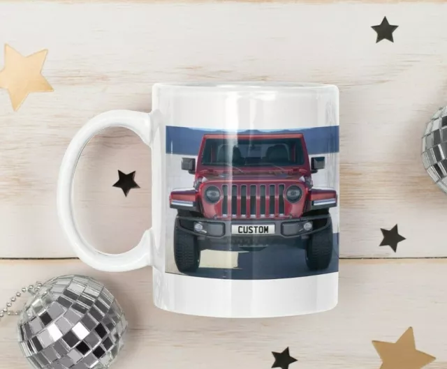 Personalised Number Plate Jeep Wrangler Rubicon Reg Coffee Mug Unique Gift