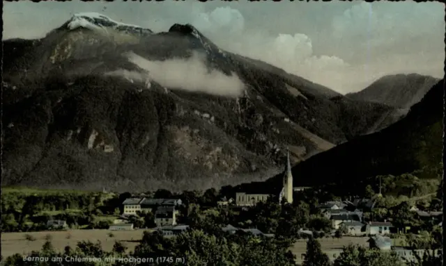 Bernau am Chiemsee  Postkarte 1956 gelaufen Gesamtansicht Blick gegen Hochgern