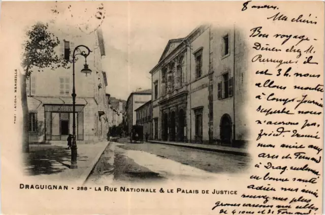 CPA AK DRAGUIGNAN La Rue Nationale & le Palais de Justice (614193)