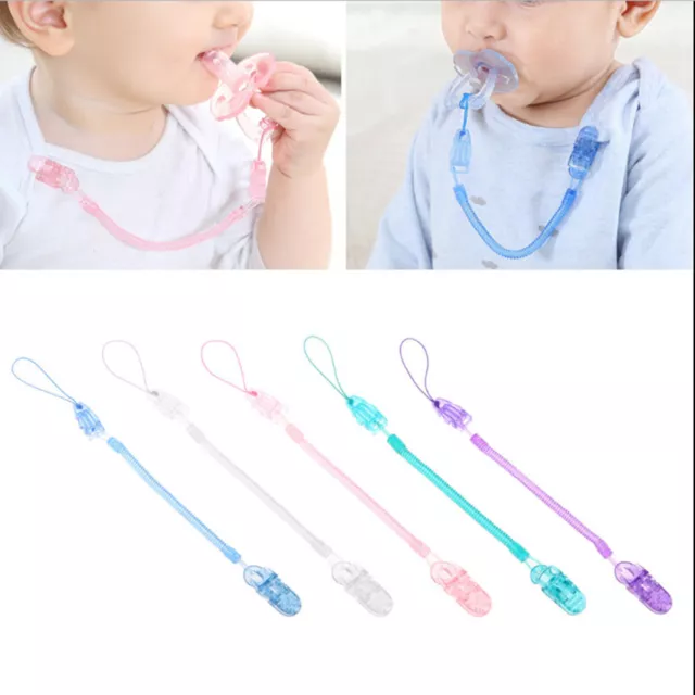 Baby Infant Toddler Spring Dummy Pacifier Soother Nipple Clip Chain Holder B:-h