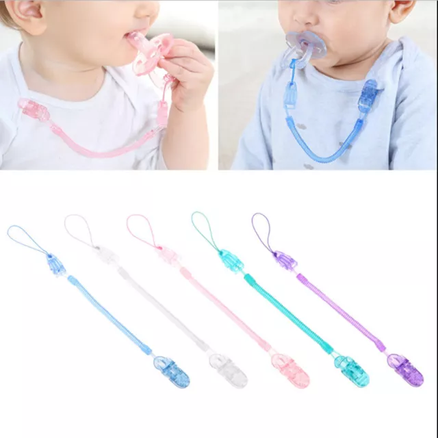 Baby Infant Toddler Spring Dummy Pacifier Soother Nipple Clip Chain Holder Stra-