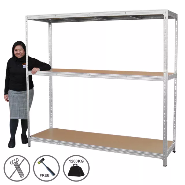 Heavy Duty Racking Garage Shelving Warehouse 1860 x 2000 x 600mm Shelves 1200kg